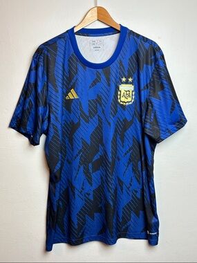 Adidas Argentina Mens XL 2022 Pre-Match Soccer Jersey World Cup Blue Black Messi